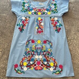 Embroidered Blue woman’s Mexican  Dress size S